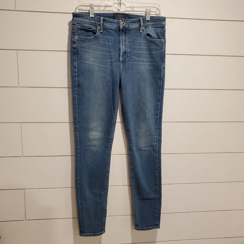 Lucky brand 8 high rise denim distressed jeans stretch pants bridgette skinny - Picture 2 of 15